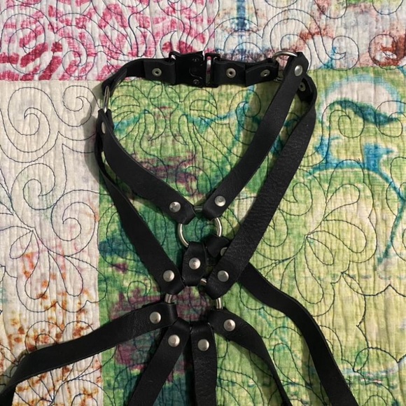 OOAK Handcrafted Asymmetrical Genuine Leather Harness - Picture 3 of 3